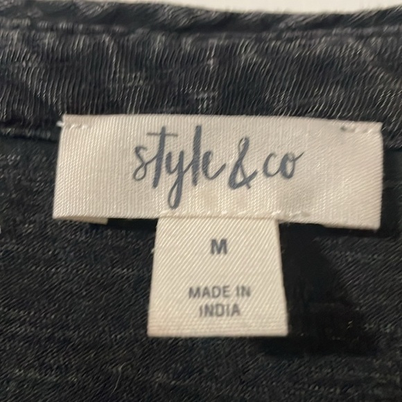 Style & Co Black Embellished Tunic with 3/4 Sleeves Size M - Picture 4 of 9